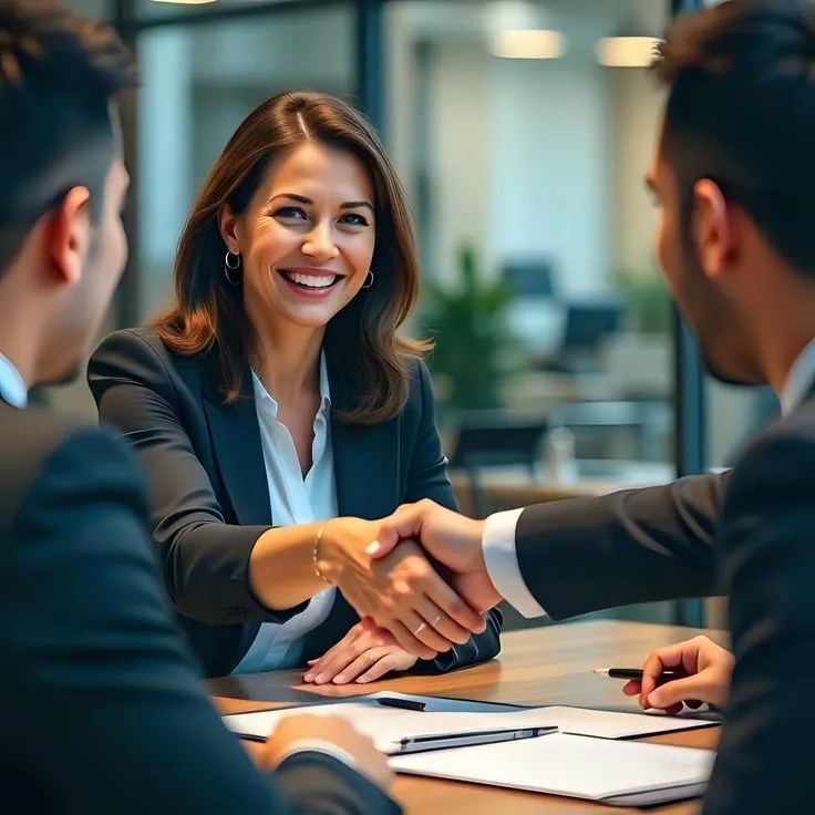 Líder negociando con un equipo en una reunión profesional